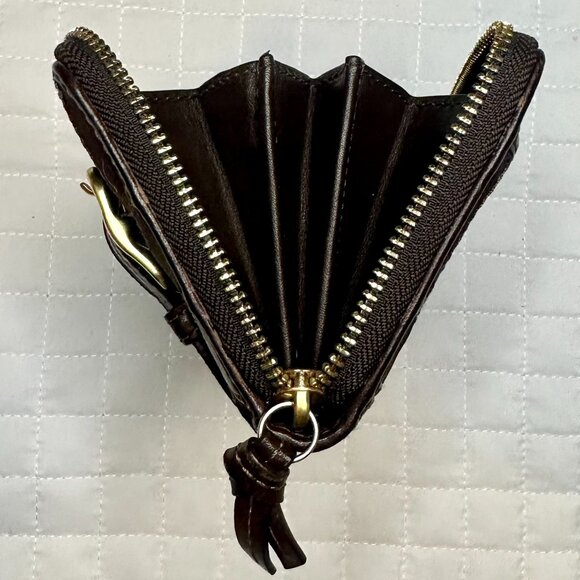 COACH Zoe Mixed Media Patchwork Chocolate Brown Leather Large Full Length Wallet - Picture 11 of 15